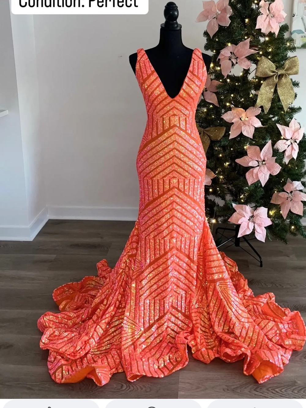 JVN by Jovani Vibrant Orange and Shimmering Silver Dresses